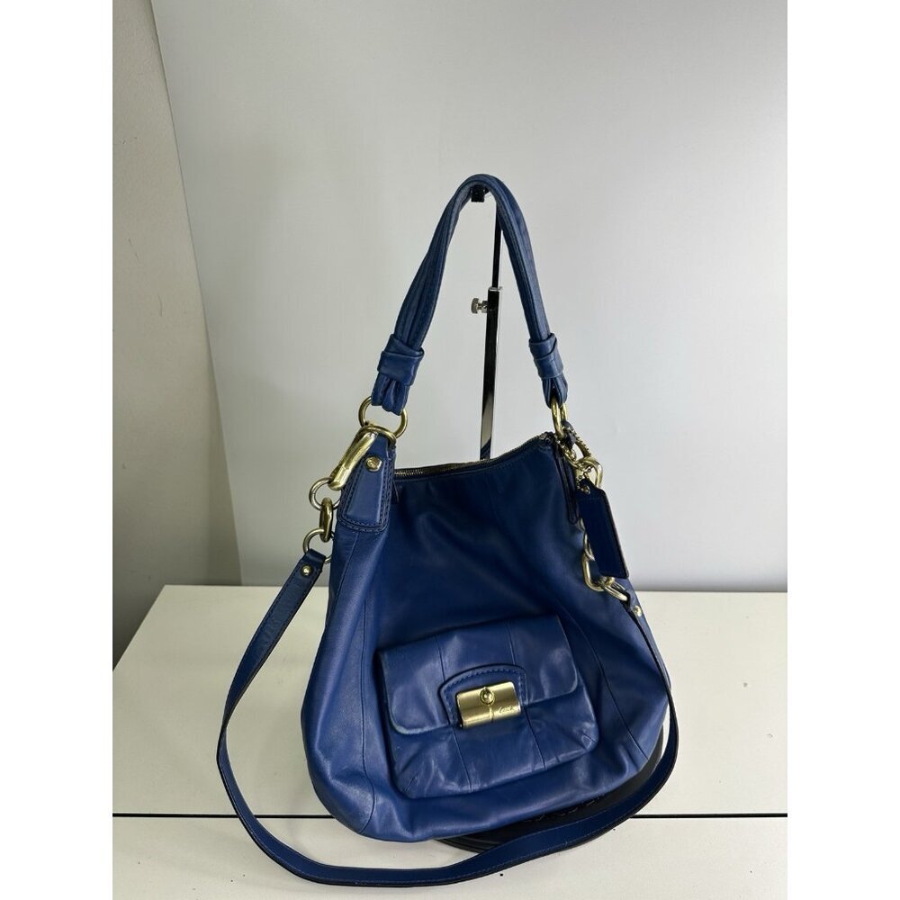 Coach Maritime Blue Leather Kristin Slouchy Hobo Shoulder Bag Crossbody 14783